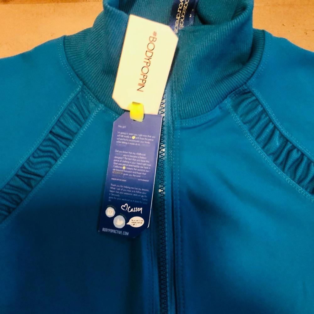 Bodypop Teal Blue Workout Zip Up Sweatshirt Activewear Running Runners Jacket - Picture 2 of 6
